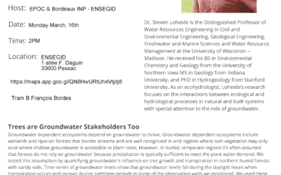 Conférence à l&rsquo;ENSEGID du Professeur Steven Loheide DARCY LECTURE 2026 le 16 mars 2026